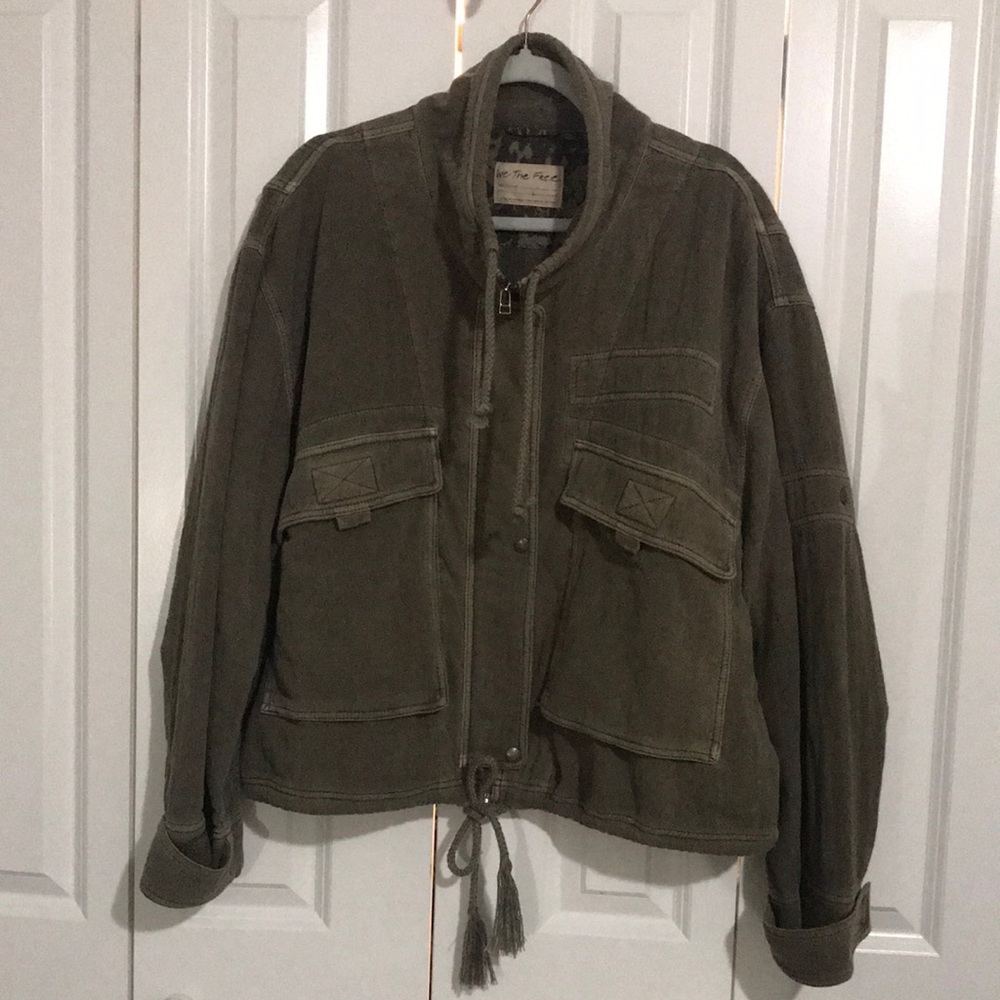 FREE PEOPLE We The Free Green Corduroy Jacket Coat SZ: L